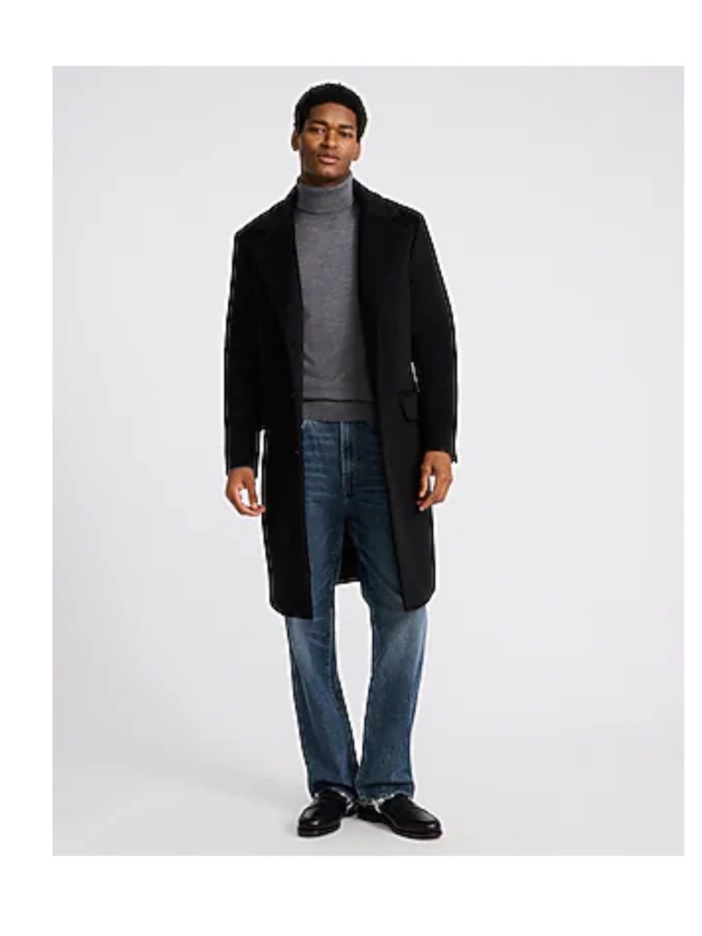 Black Wool-Blend Topcoat